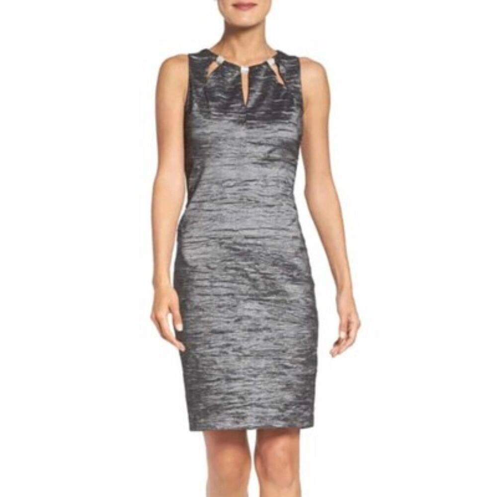 Eliza J Womens Sleeveless Triple Cutout Rhinestone Embellished Cocktail Dress 2